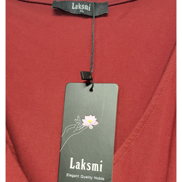 Laksmi Women's Lightweight A Line Dress Cap Sleeve Solid Maroon Size X-Large NWT - Picture 4 of 7